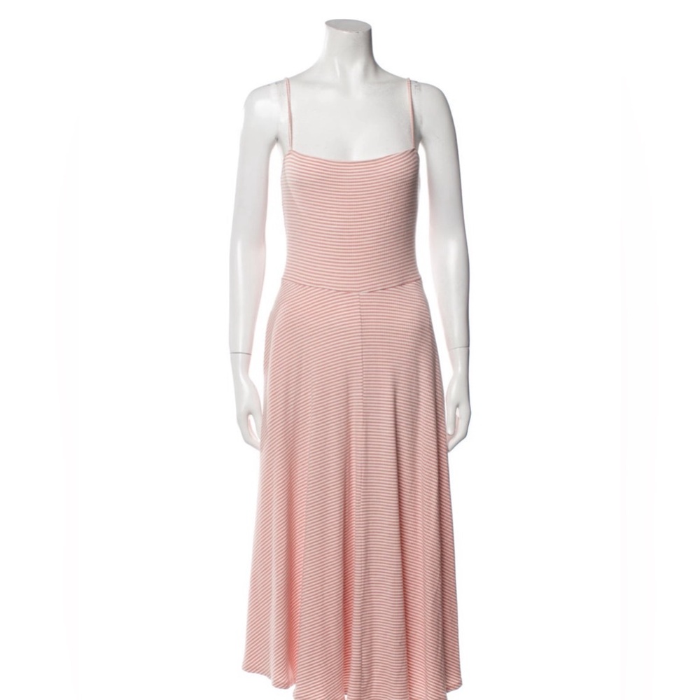 Reformation Striped Long White and Pink Dress.